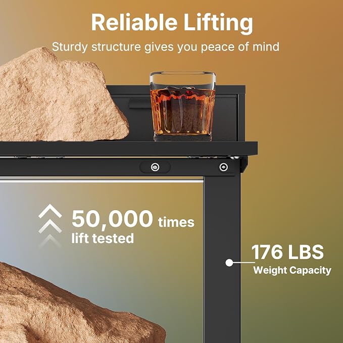 HUANUO 32" X 21" Electric Standing Desk with 2 Drawers, C-Clamp Mount Compatible, Height Adjustable Computer Desk, Home Office Stand Up Desk with 4 Preset Heights & 2 Hooks, Black - Image 8