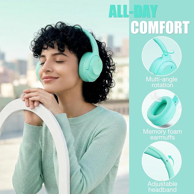 Upgraded Pro‑level Hybrid Active Noise Cancelling Headphones, HD Sound & Big Bass, 2X Softer Comfort, Long ANC Playtime, Wireless Over-Ear Bluetooth Headphones Perfect for Home Office/Travel/Pair - Image 6