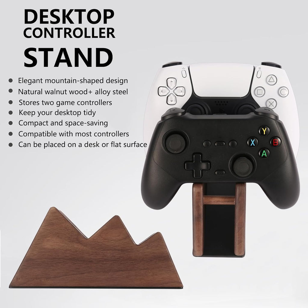 Solid Wood Controller Stand Dual Gaming Controller Holder for Desk - Image 8