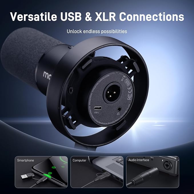 MAONO Dynamic Microphone-XLR USB Podcast Recording Mic with 192kHz/24bit | for Vocal Recording, Content Creation, Home Studio, Voiceover, with Noise Reduction, Mic Gain, Monitoring, Mute, PD300X - Image 6