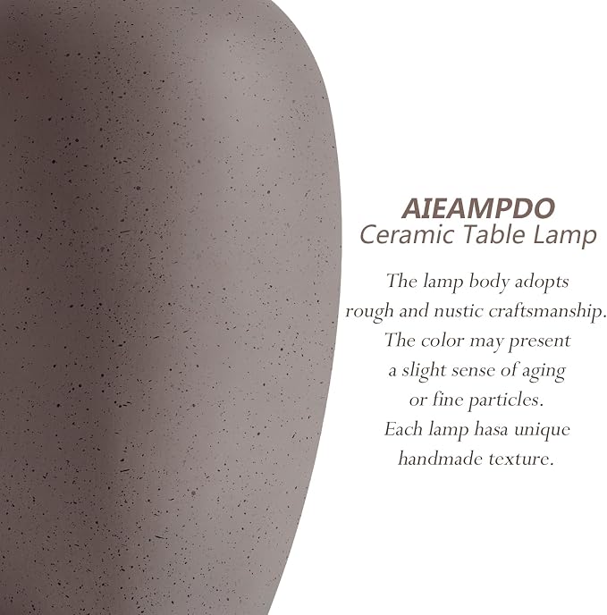 AIEAMPDO 21'' Set of 2 Farmhouse Ceramic Small Table Lamps for Living Room Bedroom, Nightstand Rustic Brown Desk Lamp for Bedside End Table Entryway, 2 LED Bulbs Included - Image 3