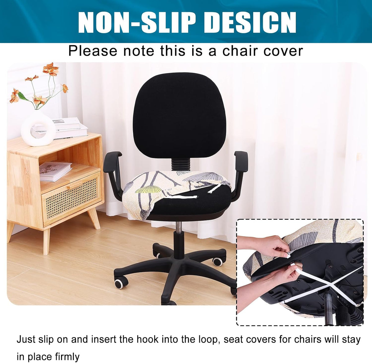 Smiry Stretch Printed Office Computer Desk Chair Seat Covers - Image 3