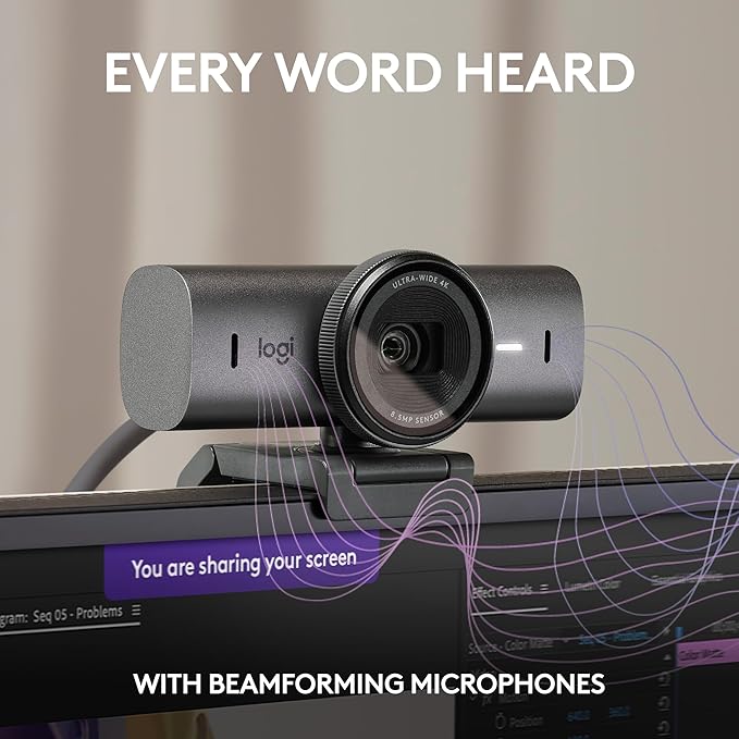 Logitech MX Brio Ultra HD 4K Collaboration, Streaming Webcam, 1080p at 60 FPS, Show Mode, Works with Microsoft Teams, Zoom, Google Meet, Nintendo Switch 2 new GameChat Mode - Graphite, Pack of 4 - Image 4