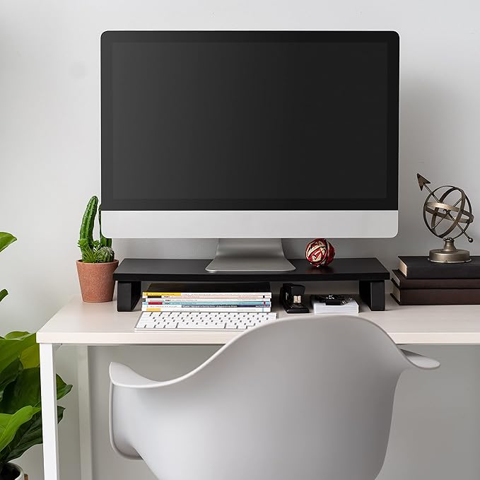 IRIS USA 1-Tier Multi-Purpose Modern PC Monitor Organizer Stand with Metal Legs, Ergonomic Desktop and Countertop Riser for Computer Laptop TV Kitchen Pantry and Closet Organization, Black | Elevates monitors and laptops while organizing keyboards, off... - Image 4
