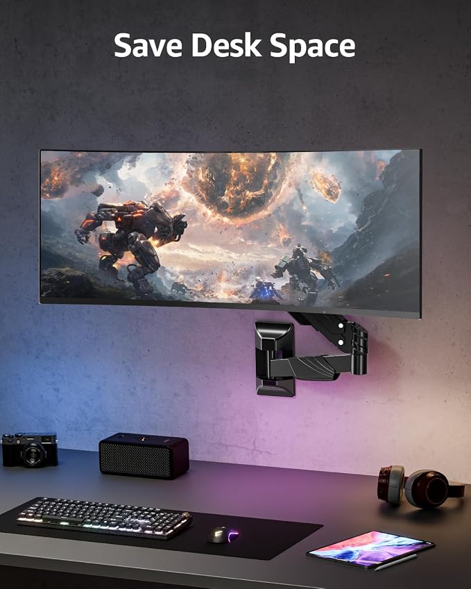 MOUNTUP Monitor Wall Mount for 22-43 Inch Curved Screens, Holds 2.2 to 33.1 lbs, Ultrawide Computer Monitor Wall Mount, Heavy Duty Wall Monitors Arm, 75x75 mm to 200x200 mm Vesa Mounts - Image 8