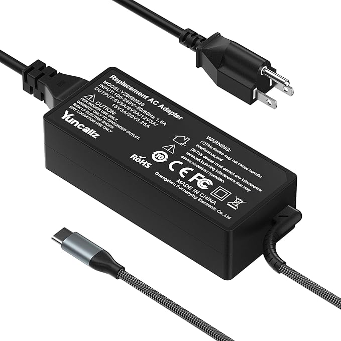 65W USB C Laptop Charger Fast Charging Adapter with Braided Cable | Built-in braided cable, durable charging without extra cords. Compatible with Lenovo Dell HP ASUS Acer laptops & Chromebooks - Image 2