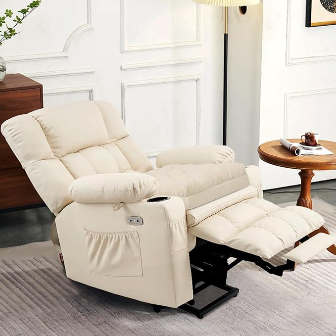 Recliner Cushions for Elderly, 20x20x4 Inch Thick Chair Cushion for Shorter Users Patent Design Soft Tufted Dual Layer Booster Seat Cushions for Seniors Recliner Risers Beige 1P - Image 6