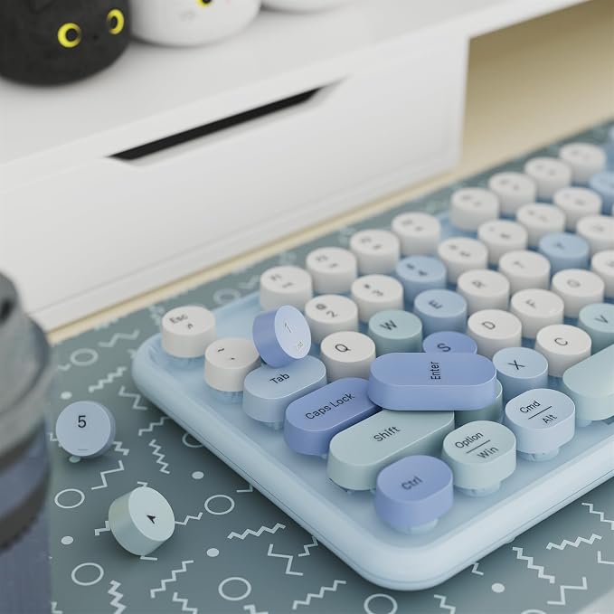 Colorful Wireless Keyboard and Mouse Combo Blue Colorful | Full-Sized Office Keyboard with Typewriter Flexible Keys, 2.4GHz Dropout-Free Connection, Optical Mouse for PC Laptop - Image 3