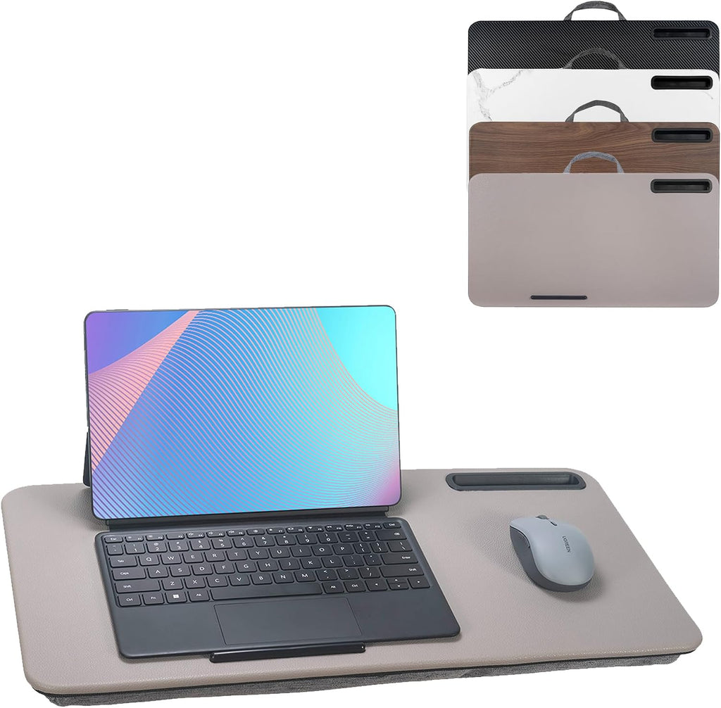 Portable Laptop Desk Fits Up to 16“ Laptops, with Tablet Slot, Built-in Cushion, Great for Home & Office,Lap Desk for Laptop,Lap Desk with Cushion (Gray, Large) by YUELAKE