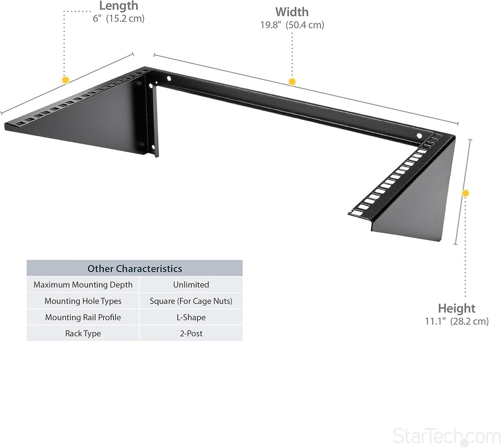 StarTech 6U Vertical Wall-Mount Patch Panel Rack, 19in, TAA (RK619WALLV) - Image 3