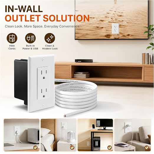 in Wall Cable Management Kit with Recessed Outlet for Wall-Mounted TVs - Image 4