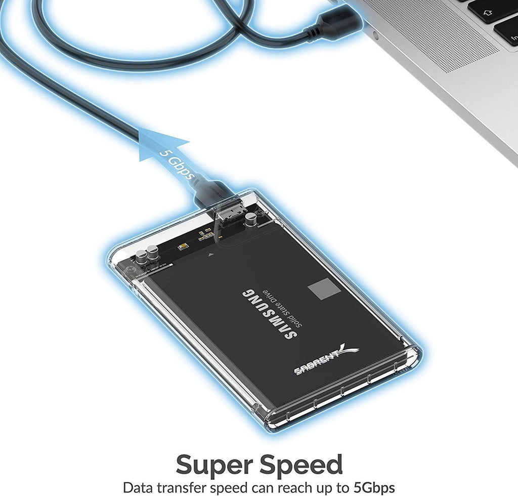 SABRENT 2.5in SATA to USB 3.0 Clear SSD/HDD Enclosure (EC-OCUB) - Image 5
