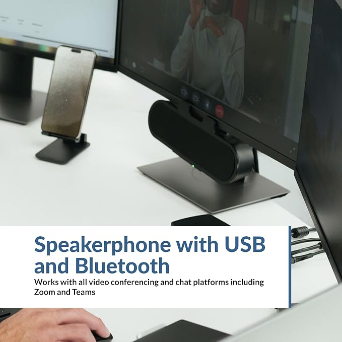 Cyber Acoustics CA-2890PRO USB and Bluetooth Speaker Bar, Clip-On Monitor | Monitor-Mounted Speaker Bar for PC and Mac, Great for Calls and Music, Auto-Switch Between Devices, Mic Mute Button - Image 3