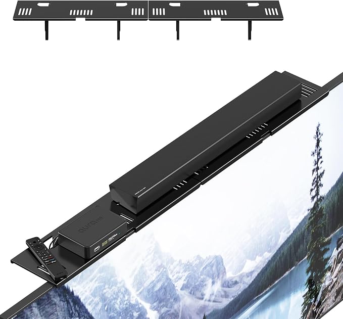 CABTE Adjustable Steel TV Top Shelf, Floating TV Stand for Soundbar | Universal Monitor Shelf for Game Console, Cable Box, Router Shelves (33.86X4.72inch) by CABTE