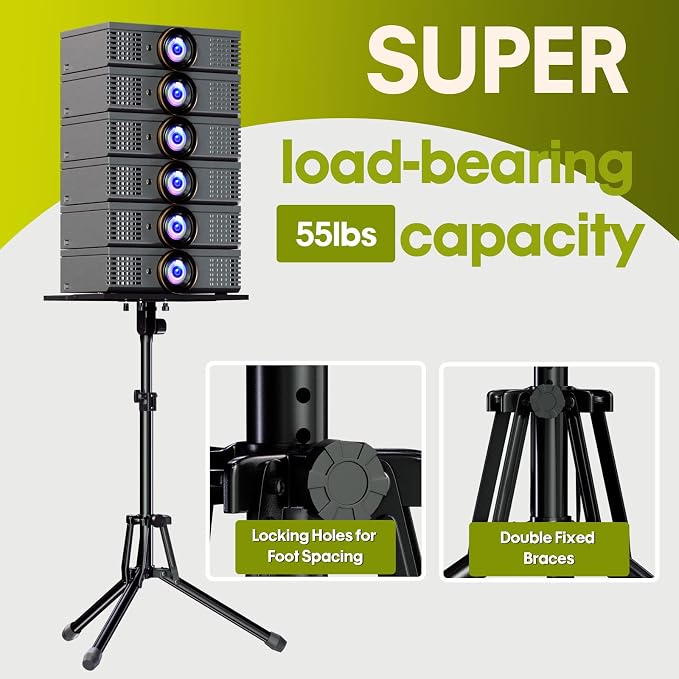 Projector Stand Tripod, Foldable Laptop Tripod with Adjustable Height | Includes Phone Holder, Mouse Tray & Carry Bag, 180° Tilt Tray for Home, Office, DJ, Studio & Outdoor Movies - Image 2