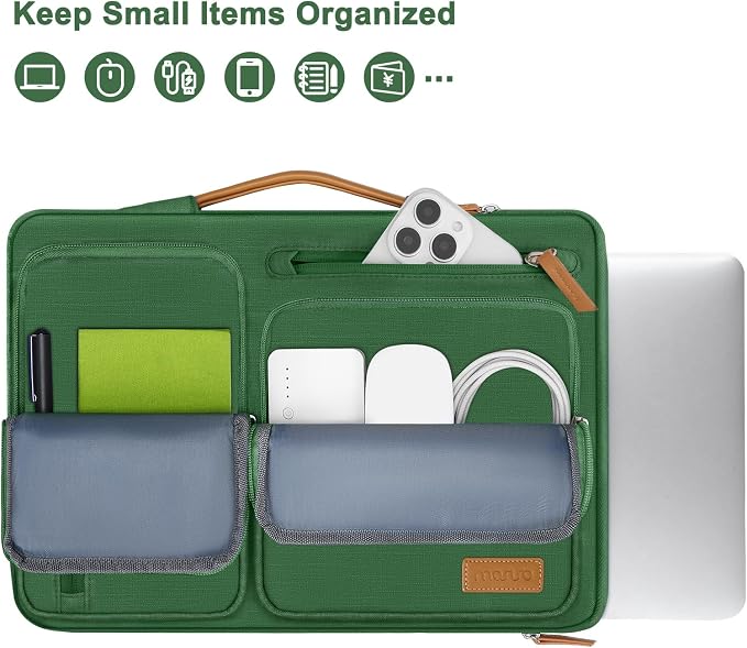 MOSISO 360 Protective Laptop Case 14 inch, 14 inch Laptop Sleeve | Compatible with HP Lenovo Dell ASUS Acer,HP Stream,Dell Latitude, Side Open Carrying Case with 4 Zipper Pockets, Jungle Green - Image 2
