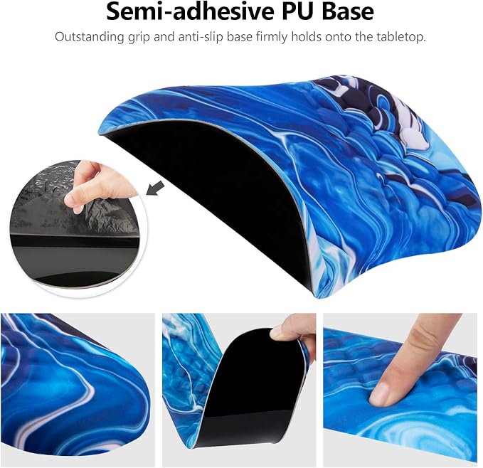 Ergonomic Mouse Pad & Keyboard Wrist Rest Set, Memory Foam | Memory Foam Wrist Cushion, Non-Slip PU Base, Massage Design, Relieves Wrist Pressure for Work, Gaming & Office Use - Image 4