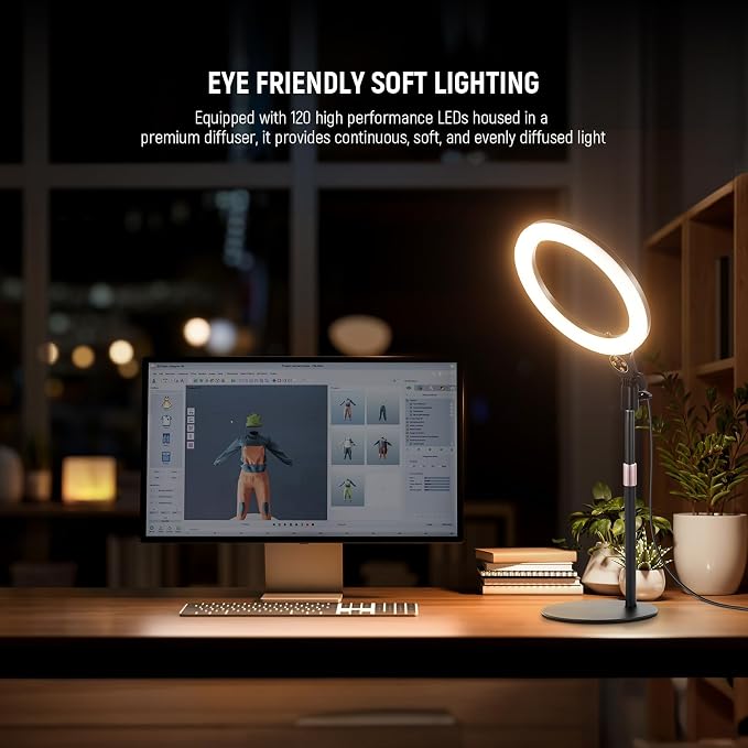 NEEWER Entry Level Version 10.5" Desk Ring Light with Stand/Phone Holder Compatible with iPhone/Remote, 10W CRI85+ LED Lighting for Streaming Recording Makeup Selfie Laptop Video Conference, N22 - Image 4