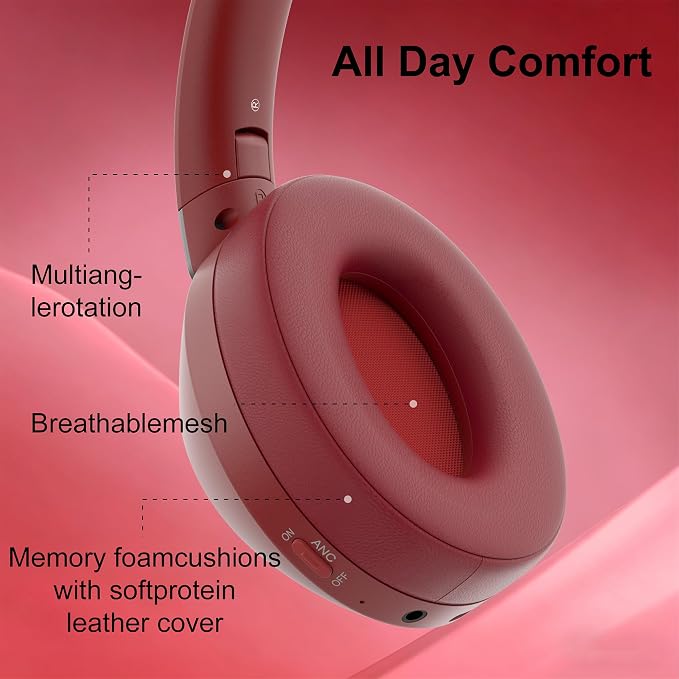Headphones Wireless Bluetooth, 100H Playtime Active Noise Cancelling Headphones, Bluetooth Headphone with Mic, Over Ear Wireless Headphone with Deep Bass - Image 5