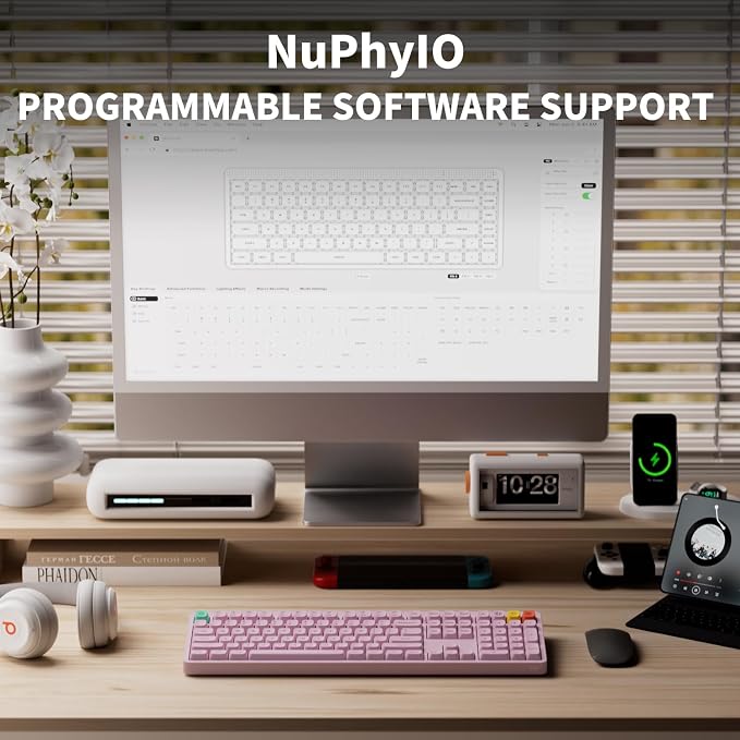 NuPhy Node100 Wireless Mechanical Keyboard, Hot Swappable Custom Bluetooth Keyboard, 109 Keys Computer Gaming Keyboards, Supports Touch Gestures, PBT Keycaps, RGB Backlit, Bluetooth/2.4GHz/USB-C - Image 2