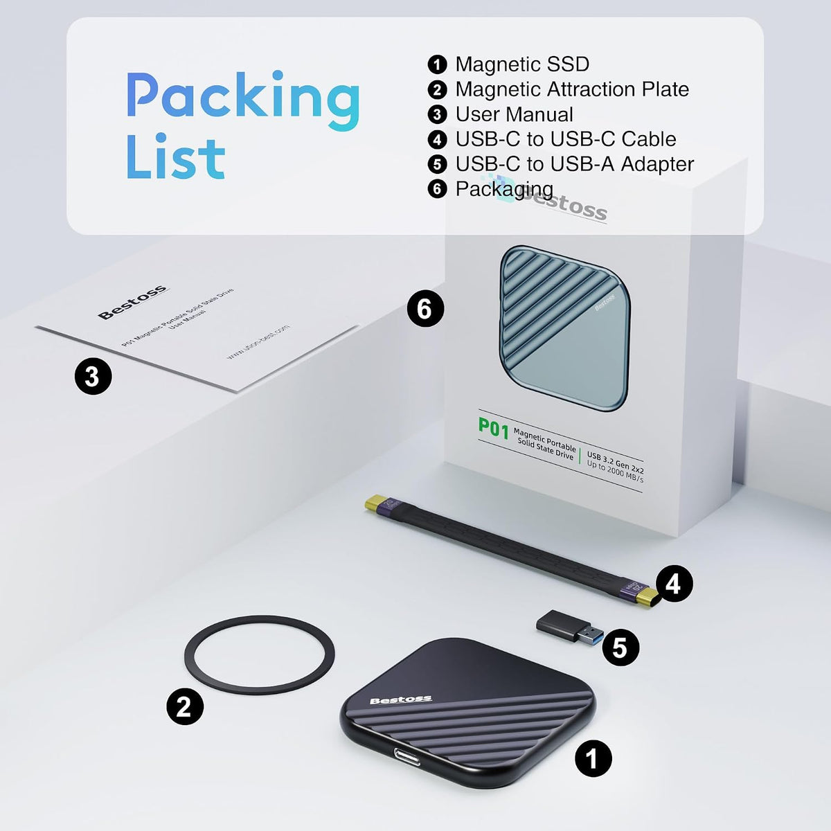 Bestoss 1TB Portable Magnetic SSD, 4K 120fps ProRes HDR Record & Store - Image 7