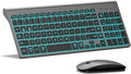Wireless Backlit Keyboard and Mouse Ultra Slim Combo, TopMate - Gray Black | 2.4G Silent Compact 2400DPI Mouse and Scissor Switch Keyboard Set, Batteries Included, for PC/Laptop/Windows/Mac/Gaming by TopMate