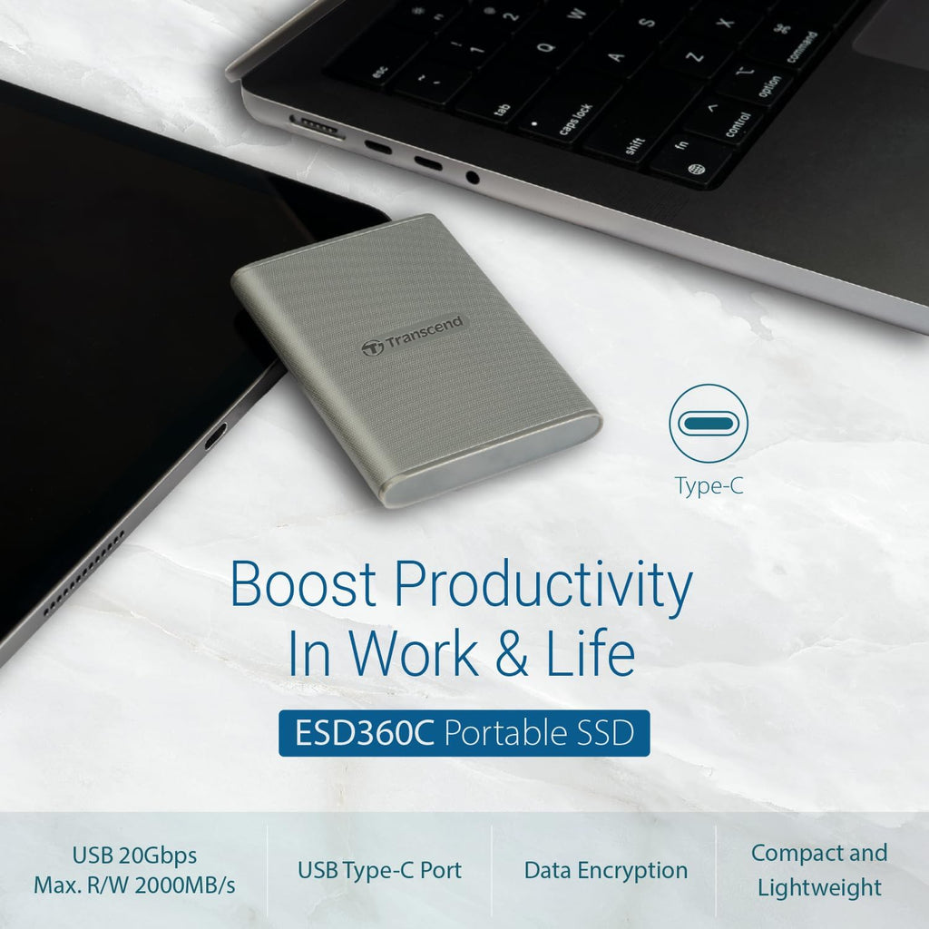 Transcend 1TB ESD360C Portable SSD Up to 2000MB/s USB3.2 Gen2x2, Type-C - Image 2