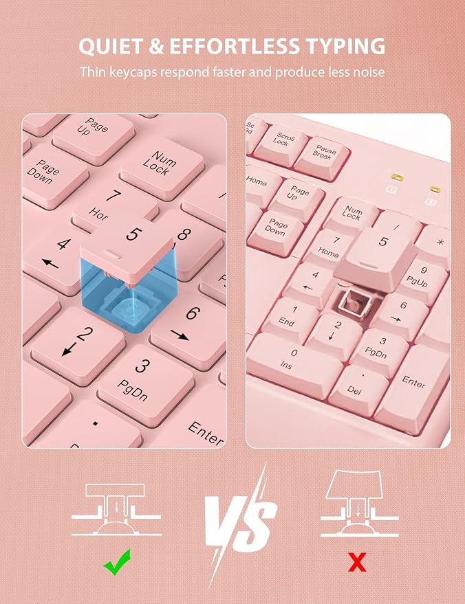 Wireless Keyboard and Mouse Combo - Full-Sized Ergonomic Keyboard with Wrist Rest, Phone Holder, Sleep Mode, Silent 2.4GHz Cordless Keyboard Mouse Combo for Computer, PC, Laptop, Mac, Windows -Trueque - Image 8