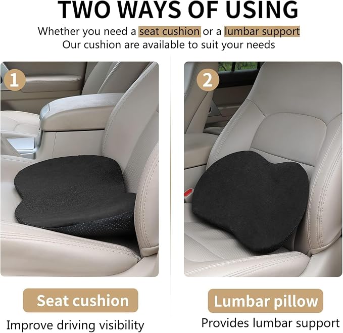 Livtribe Car Seat Cushion - Memory Foam Car Seat Pad - Sciatica & Lower Back Pain Relief - Car Seat Cushions for Driving - Road Trip Essentials for Drivers(Classic Black) - Image 2
