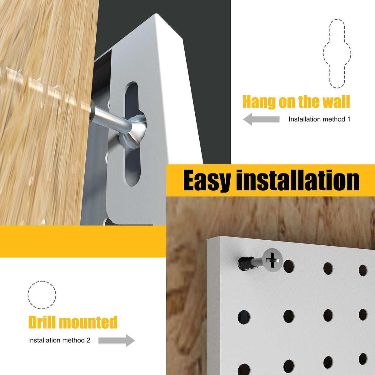 Peg Board, 6 Pack Metal Pegboard Panels with 50 Hooks - Image 6