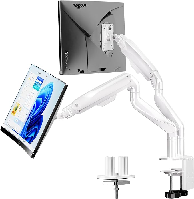 BIZUM Dual Monitor Stand for 17″-42", Heavy Duty Ultrawide Monitor Arm Dual-Monitor Mount VESA Mount with Clamp/Grommet Base, Holds 33.1lbs per Arm, White by Unknown