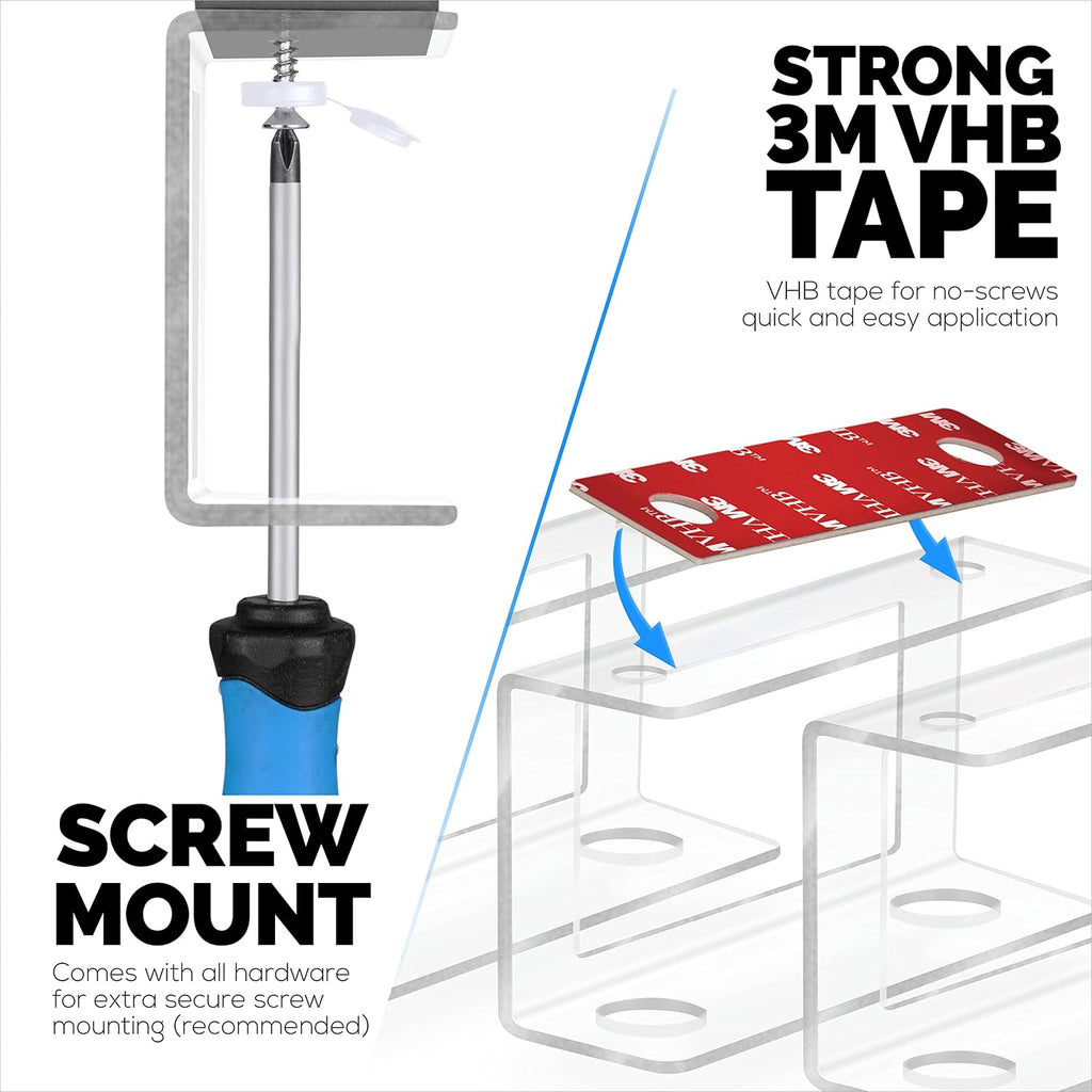 BRAINWAVZ Transparent Under Desk Laptop Holder Mount with Adhesive & Screw in, Devices Upto 1.8" Thick for Laptops, Macbooks, Surface, Cable Box, Routers, Keyboard, Modems, Network Switch & More - Image 3