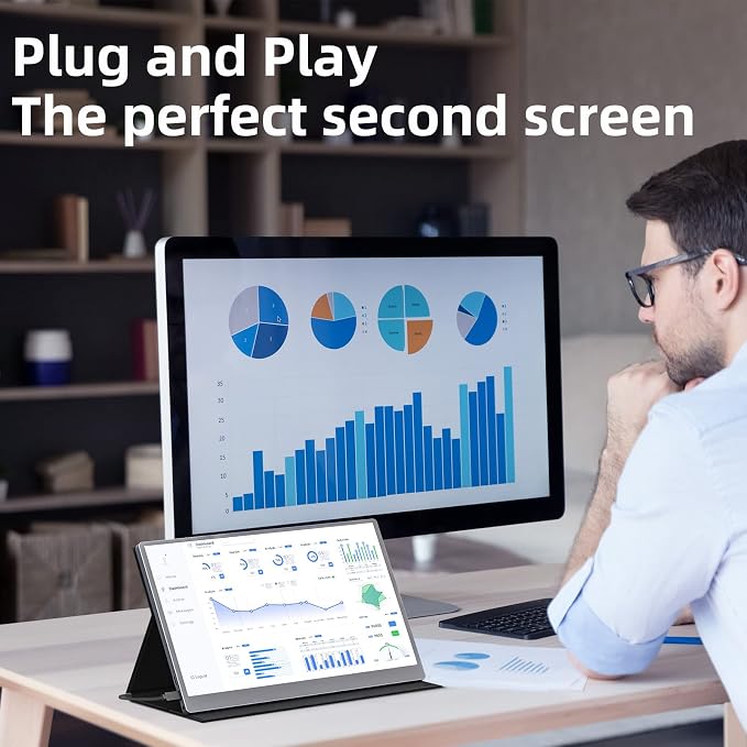 Upperizon Portable Monitor 15.6" 4K UHD 3840X2160 100% sRGB 60Hz IPS HDR HDMI USB-C Travel Monitor for Laptop MacBook PC Surface PS5 Xbox, Second Screen with Cover & Speakers, VESA Compatible - Image 7