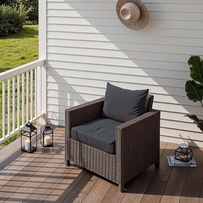 PatioGlow Outdoor Seat Cushion Set 24 x 24 x 4 Inch, Waterproof & Fade Resistant Patio Furniture Cushions with Removable Cover and Ties, Thick Deep Seating Pads for Outside Chair Sofa Couch, Grey - Image 6
