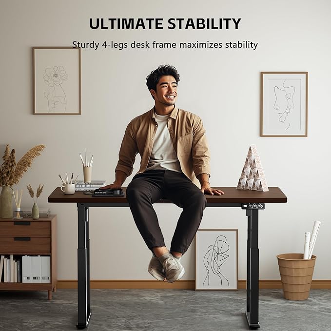 4-Leg Electric Standing Desk Frame, Dual Motor, 264 lbs Capacity | Heavy-duty 4-leg standing desk frame supports 264 lbs, providing superior stability for multi-monitor setups and gaming PCs. - Image 6