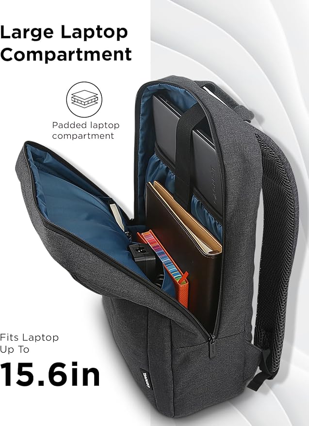 Lenovo Laptop Backpack B210, 15.6-Inch Laptop/Tablet, Durable, Water-Repellent, Lightweight, Clean Design, Sleek for Travel, Business Casual or College, GX40Q17225, Black - Image 5
