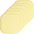 Sweet Home Collection Chair Cushion Memory Foam Pads Honeycomb Pattern Slip Non Skid Rubber Back Rounded Square 16" x 16" Seat Cover, 6 Pack, Yellow by SweetHomeCollection
