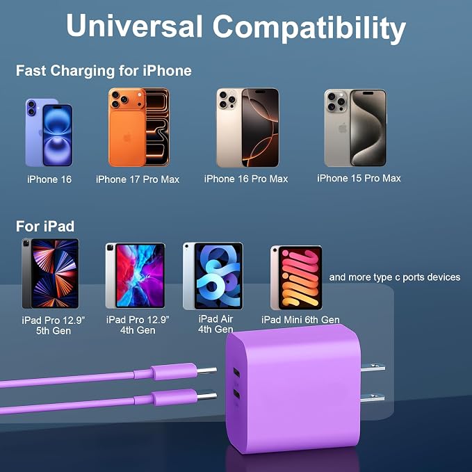 Phone 17 16 15 Charger USB C Wall Charger Block with 10FT USB C Fast Charging Cable for Phone 17 16 15/16 15 Plus/16 15 Pro/17 16 15 Pro Max - Image 5