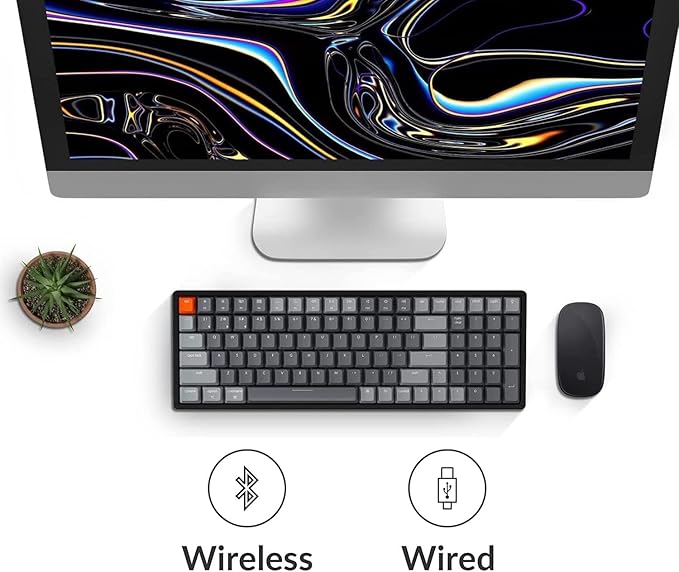 Keychron K4 Bluetooth Wireless Mechanical Keyboard RGB LED Backlit, Hot-swappable Compact 100 Keys USB Wired Computer Gaming Keyboard Aluminum Frame for Mac Windows, Gateron Brown Switch - Image 2