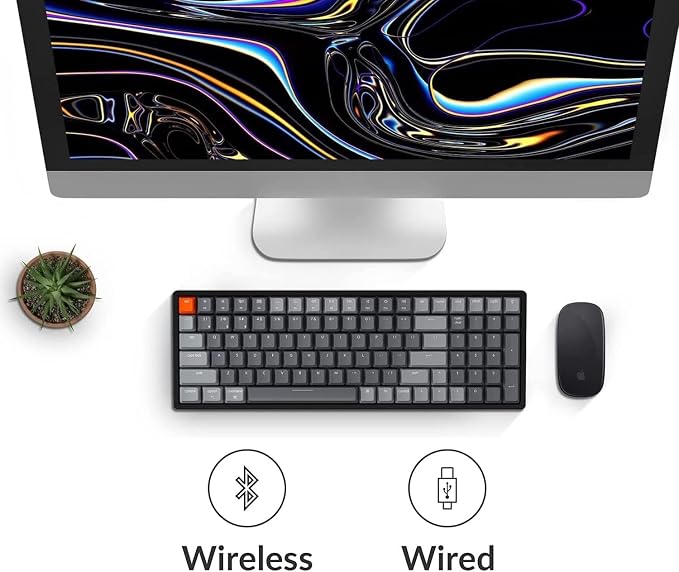 Keychron K4 Bluetooth Wireless Mechanical Keyboard RGB LED Backlit, Hot-swappable Compact 100 Keys USB Wired Computer Gaming Keyboard Aluminum Frame for Mac Windows, Gateron Red Switch - Image 3