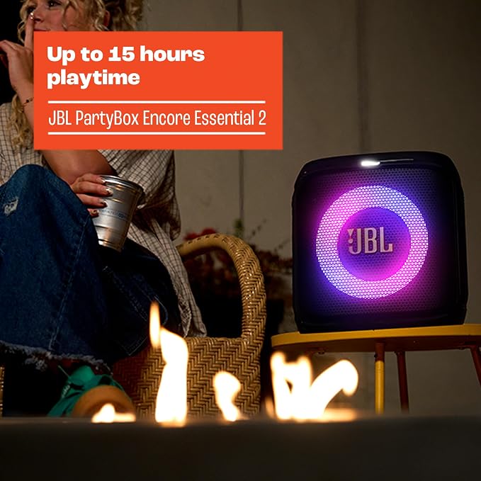 JBL PartyBox Encore Essential 2 Portable Speaker, AI Sound Boost - Black | Dynamic Lightshow, up to 15 Hour Battery, Mic And Guitar Inputs, Auracast Stereo Link, App Control, Splash Proof - Image 5