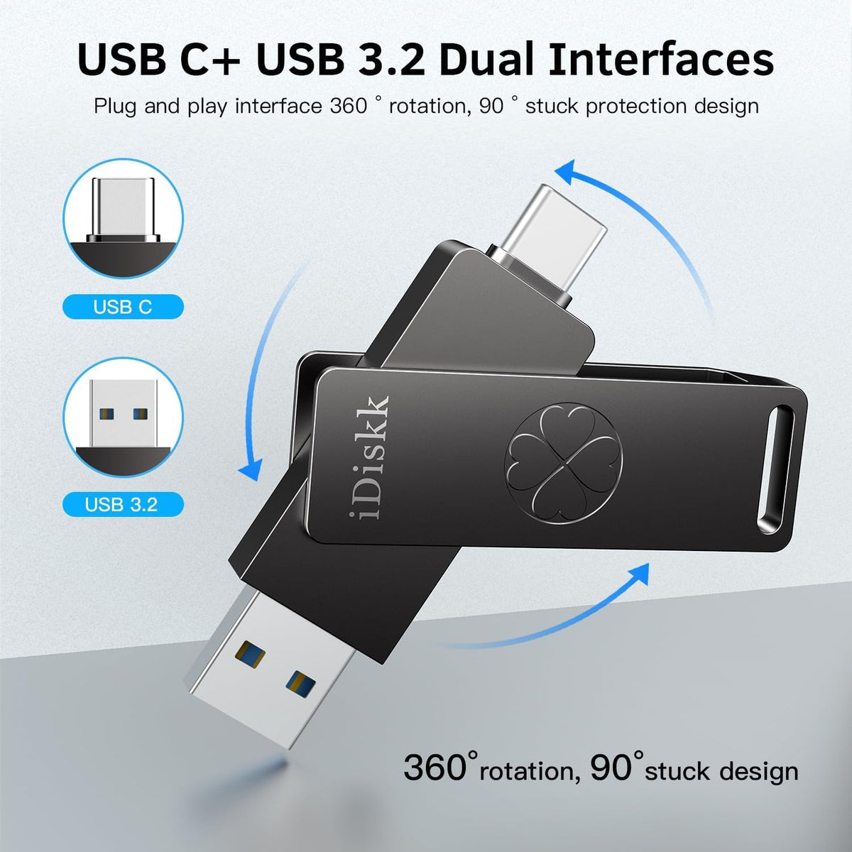 iDiskk Dual USB Flash Drive 256GB External SSD Type-C Memory Drive1000MB/s - Image 6