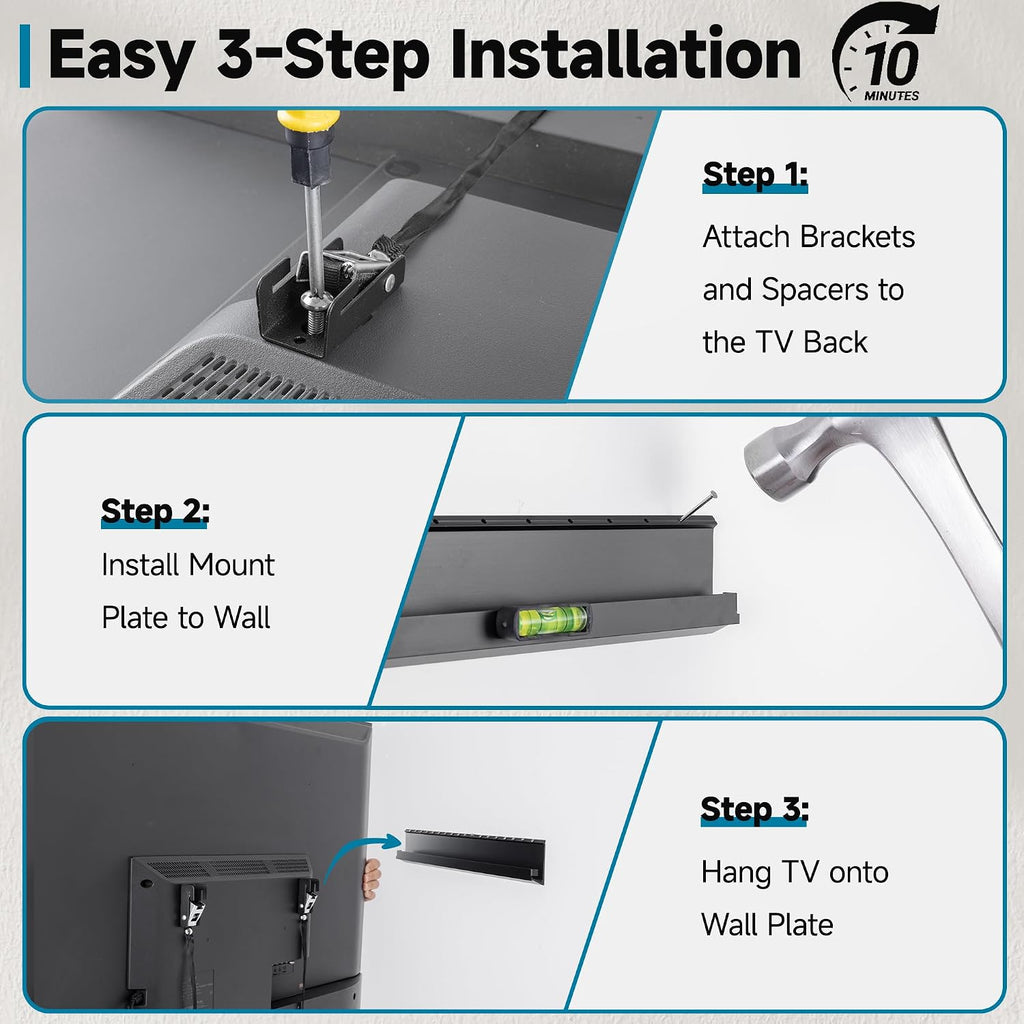 No Stud TV Wall Mount for 32-70 TVs, No Drill TV Mount up to 130 lbs - Image 7