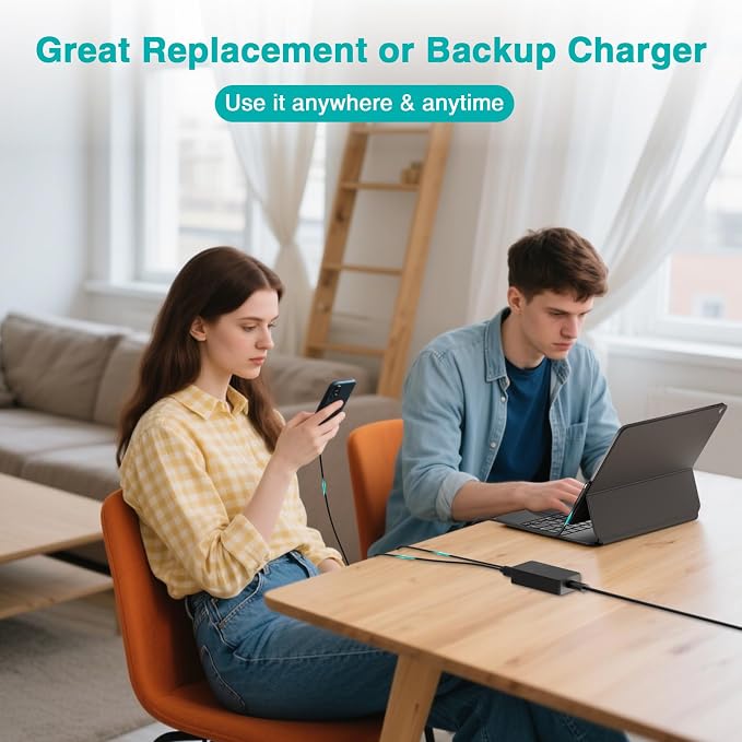 65W Charger Compatible with Microsoft Surface Pro 11, 10, 9, 8, 7+, 7, 6, 5 | Fast Charging for Surface Laptop 7/6/5/4/3/2/1/Studio, Go 4/3/2/1, Book 3/2/1, Support 44W 36W, 10FT - Image 7