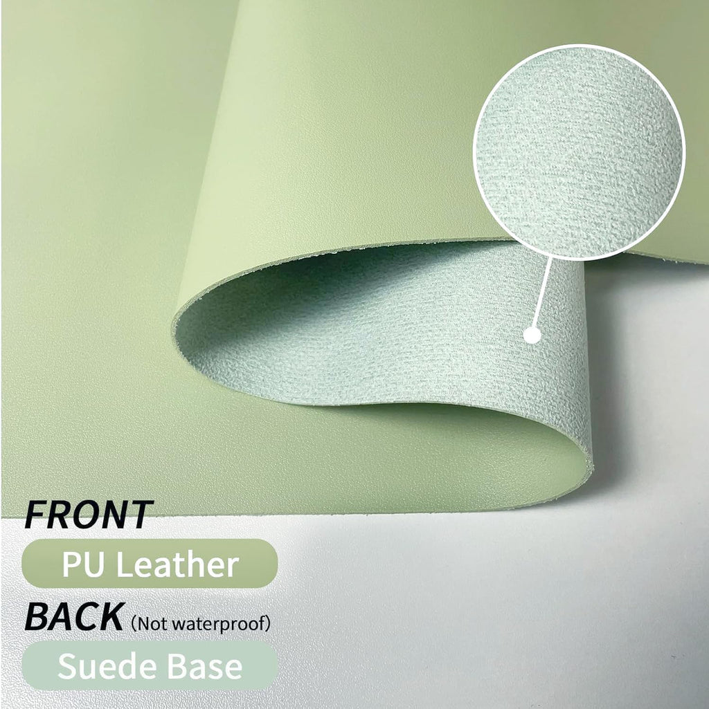 47.2" x 16.9" Large Desk Mat, Leather Mouse Keyboard Pad, Non-Slip Writing Pad, Desk Protector for Office, Home - Light Green - Image 2