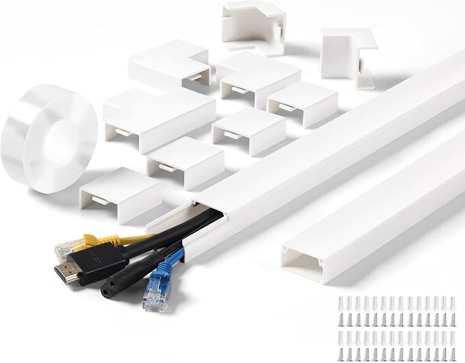 220in Wall Cord Hider Kit, LZEOY Large Capacity Wire Hider for Cords, White Cable Cover Wall Kit, Paintable Hide TV Cords for Wall Mount TV, Cable Concealer Cable Channel: 14 x L15.7in W1.18 H0.63in by LZEOY