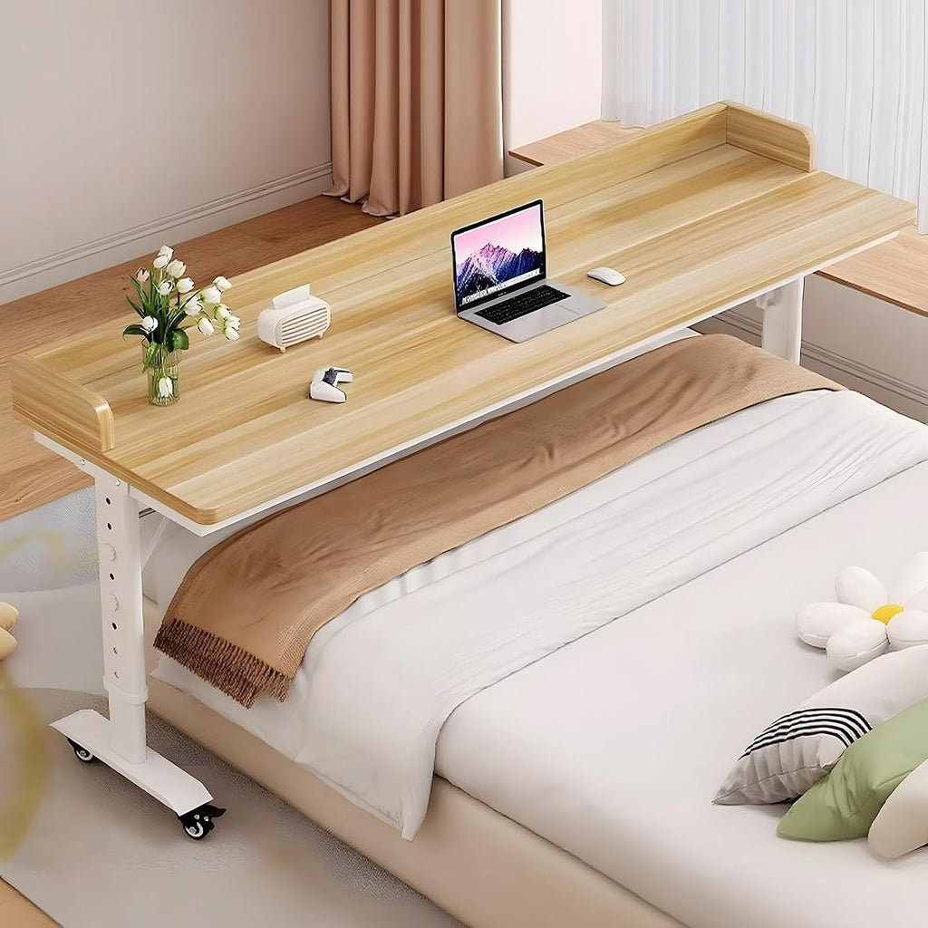 59" Overbed Table with Wheels for Twin Beds, Height Adjustable by Quvex