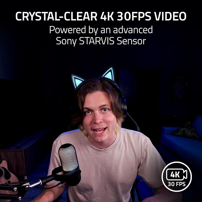 Razer Kiyo V2 Webcam for Streaming and Collaboration 4K 30Fps, White | AI Powered Auto-Framing, Built-in Microphone, Ultrawide Angle Lens, Privacy Cover, Works with OBS, Discord, Zoom, Teams - Image 3