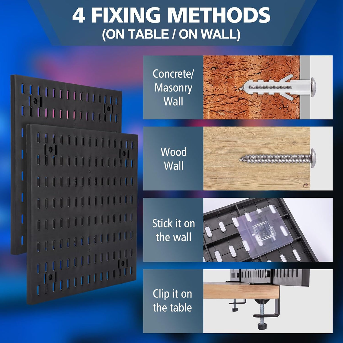Gaming Desk Organizer Clamp-on Pegboard No Drill Storage - Image 5