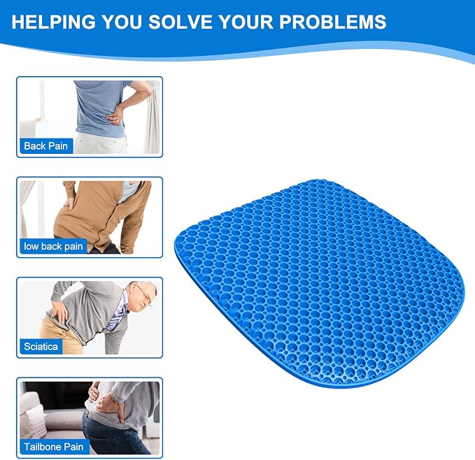 Large Gel Seat Cushion for Long Sitting With Non-Slip Cover,Soft & Breathable,Chair Cushion,Car seat Cushion,Office seat Cushion,Seat Cushion for Desk Chair,Wheelchair Cushion (Blue, Large Size) - Image 6